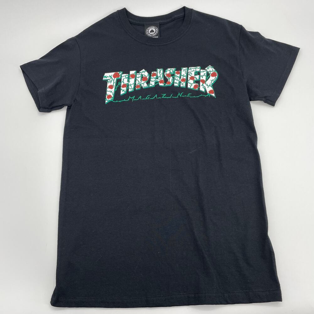 THRASHER T- Shirt Black Logo Skateboarding Magazine Tee Womens Small